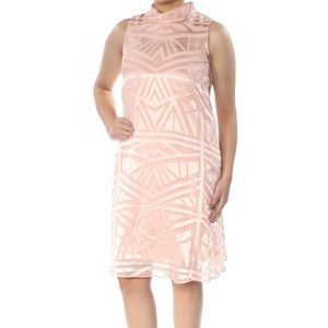 Vince Camuto Womens Pink Mock Neck Burnout Trapeze Cocktail Dress Size 10